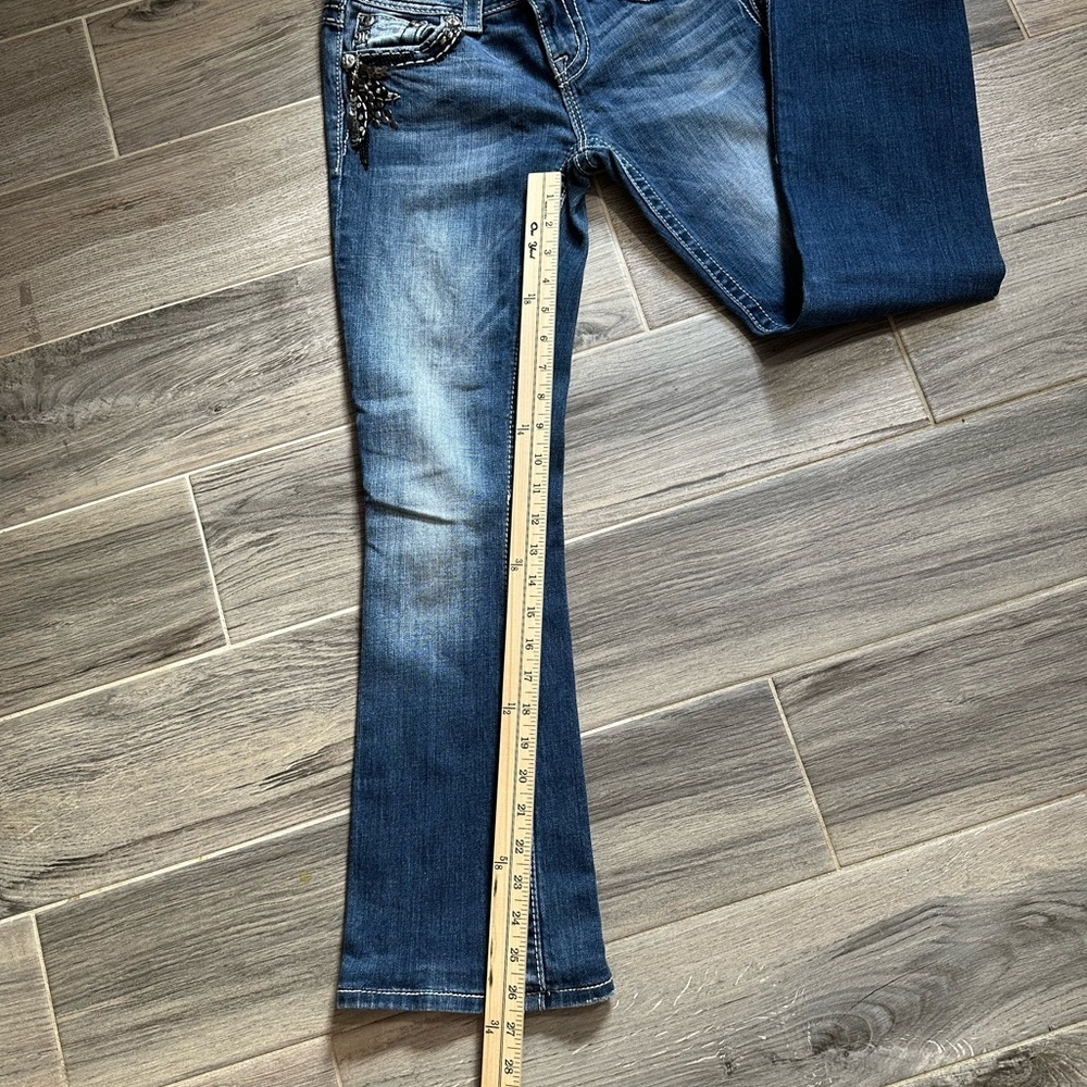 Miss Me Dark Blue Boot Cut Jeans with Embellishments - Picture 5 of 16